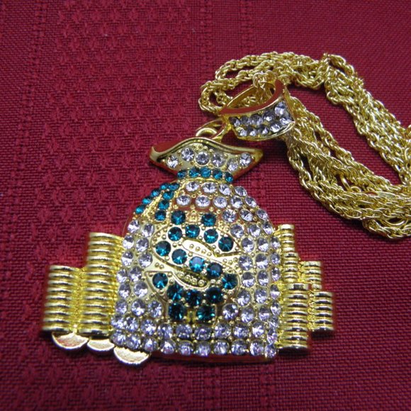 " HOST PICK "Cubic Zircon Money Bag Iced Out Pendant - Picture 5 of 13